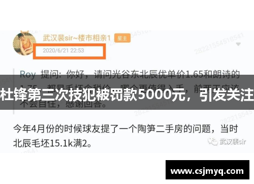 杜锋第三次技犯被罚款5000元，引发关注